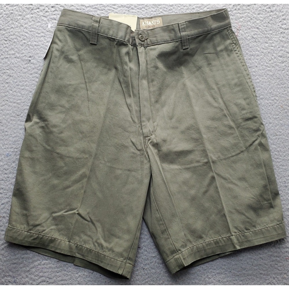 Khakis by Arrow Shorts Mens 34W‎ Green Classic Casual Comfortable Charcoal Wash